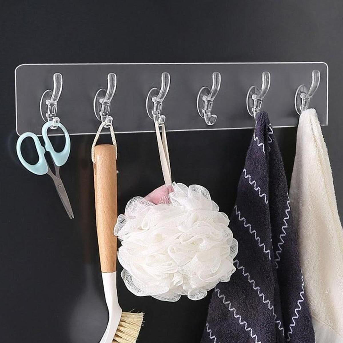 Pack 3 of 6-in-1 Transparent Wall Hook