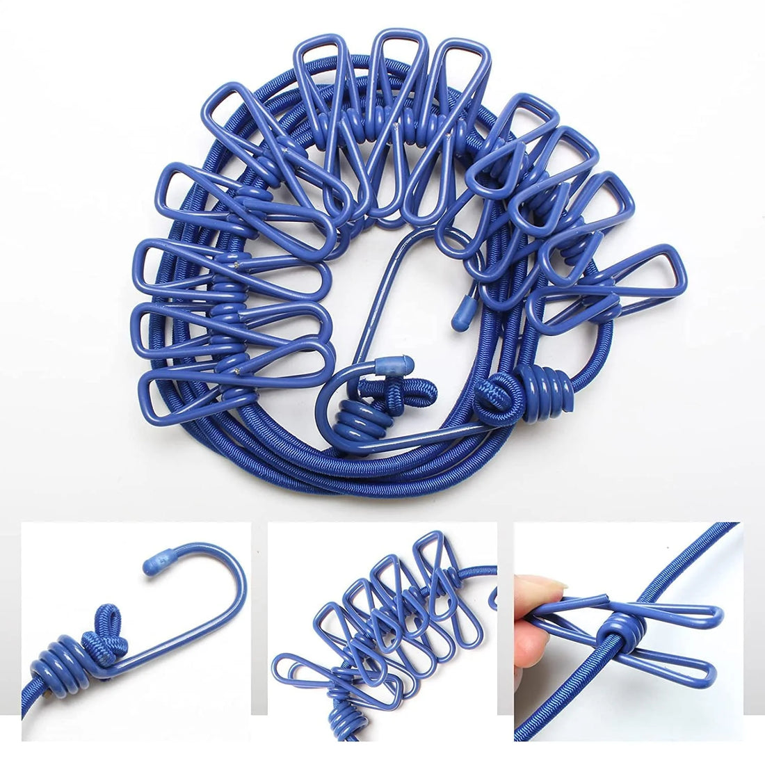 Multi-Functional Durable Rope for Clothes Drying with 12 Clips